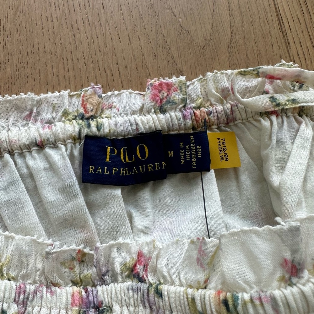 Polo Ralph Lauren Floral Cotton Cropped Top in Watercolor Landscape - Picture 11 of 13